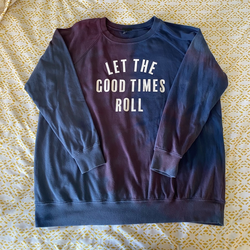 Torrid: Size 2 (2x): Burgandy Purple & Navy Tie-Dye Fleece Sweatshirt